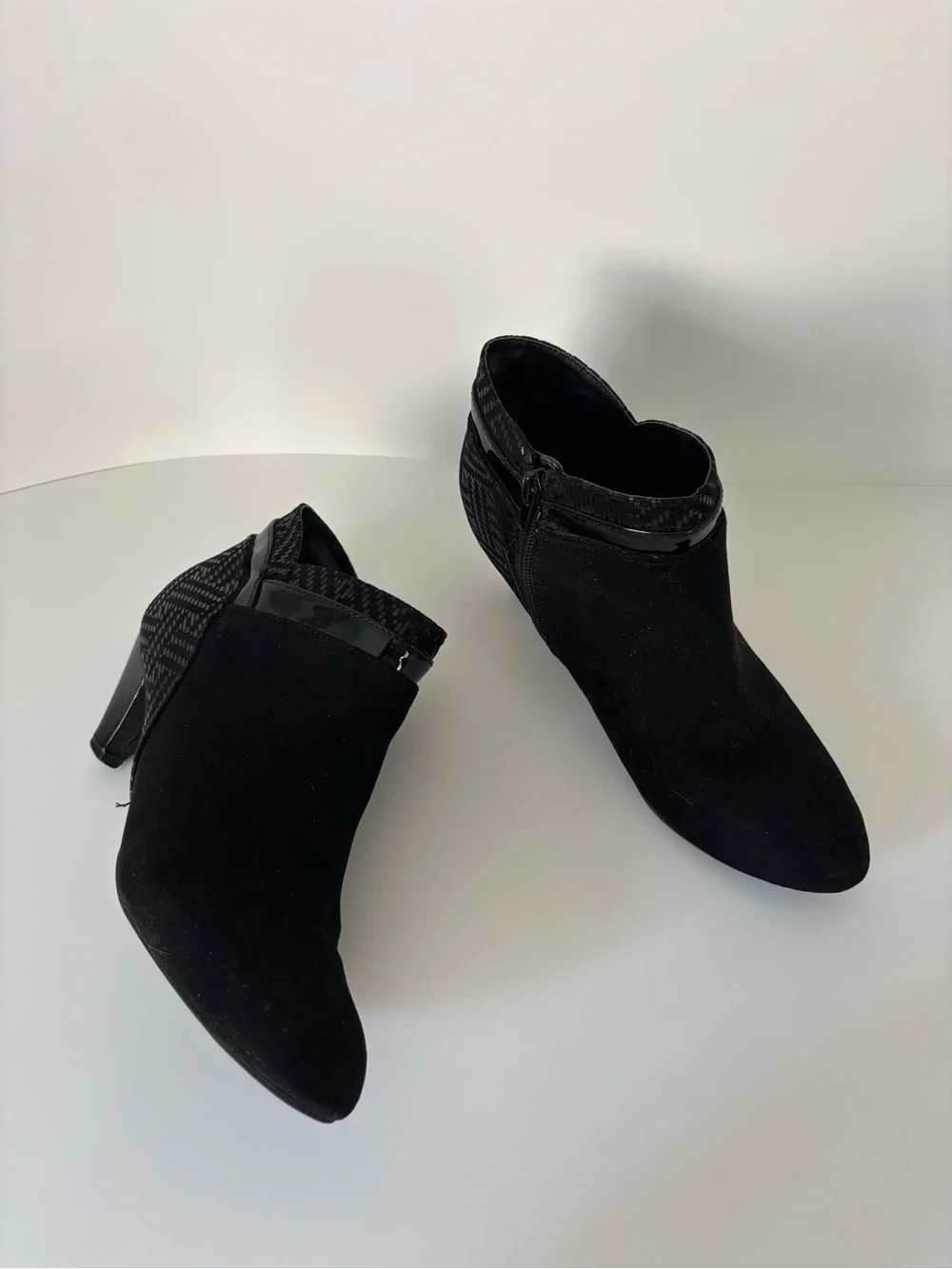 Women's Karen Scott Black Ankle Booties with Patent Trim